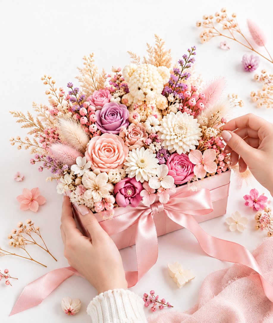 Izrada flowerboxa od mirisnih svijeća s medvjedićem